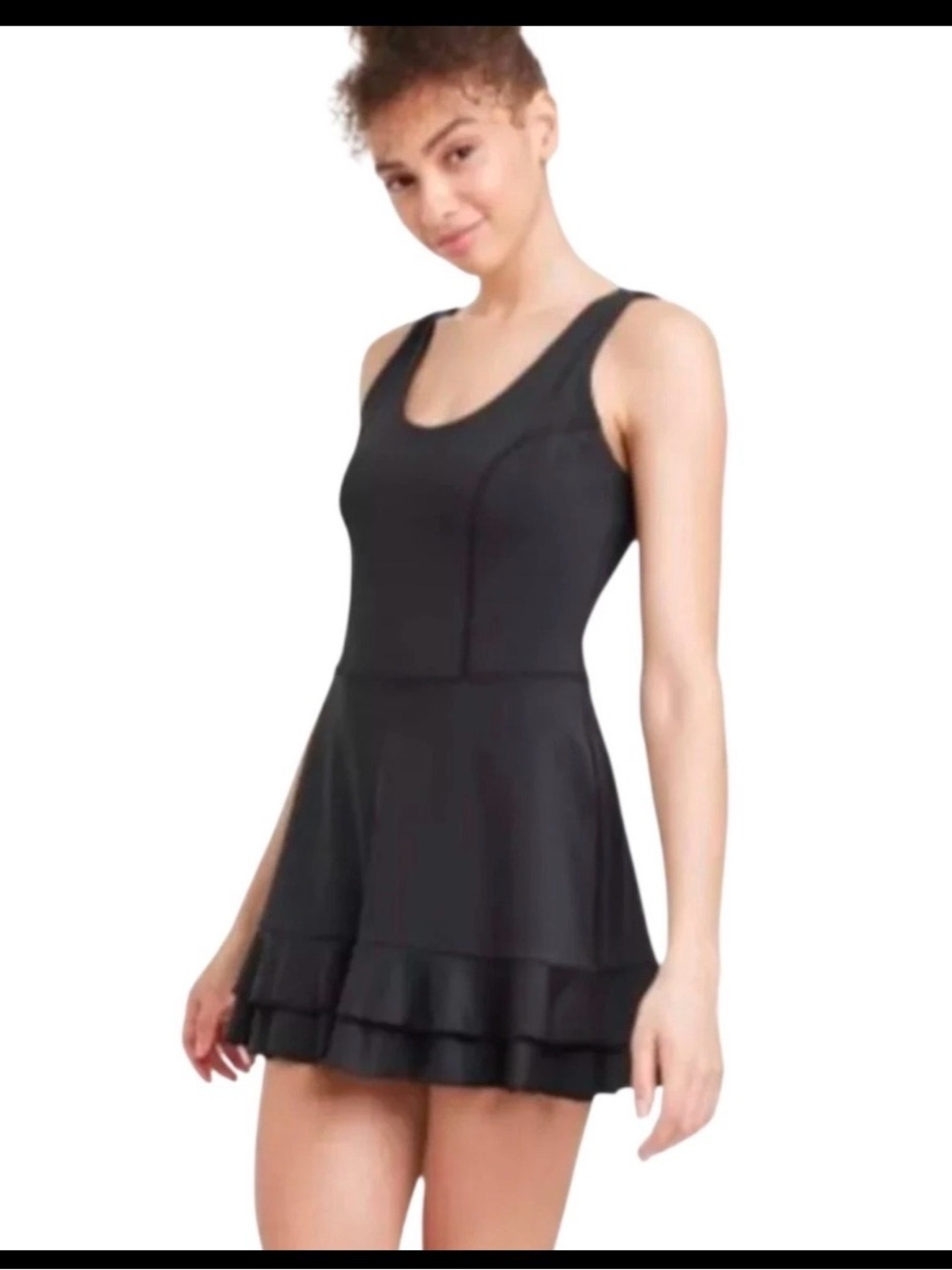 JoyLab Ruffle Athletic Active tennis Dress Built-in Shorts Black size LARGE